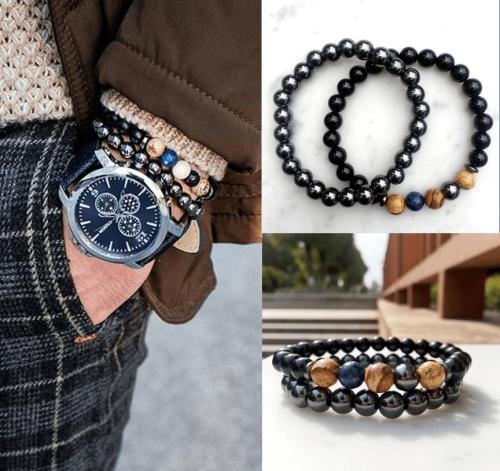 Natural Stone Collection | 2/pc set Men’s Natural Stone Grounding Bracelets For Men Natural Stone Collection