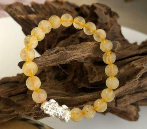 Natural Stone Collection | 925 Sterling Silver Pixiu & AAA Quality Citrine Stone SUCCESS & POSITIVITY Bracelet For Men Natural Stone Collection