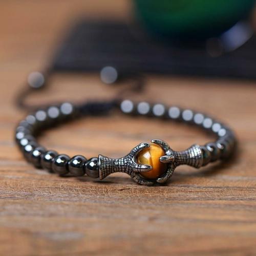 Natural Stone Collection | Eagle Claw FREEDOM & COURAGE TIger Eye / Turquoise Hematite Bracelet For Men Natural Stone Collection