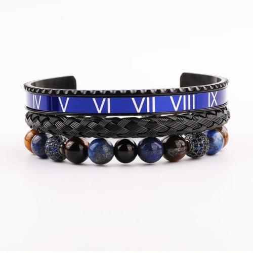 Natural Stone Collection | Luxury Titanium Steel & Premium Stone 3 pc ‘ STATEMENT’ Bracelet Set For Men Luxury Collection