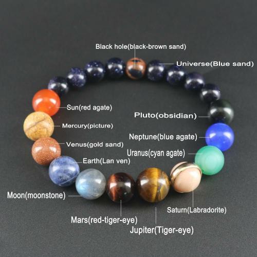 Natural Stone Collection | Mens Guardian of the Solar System Stone Bracelet For Men Natural Stone Collection