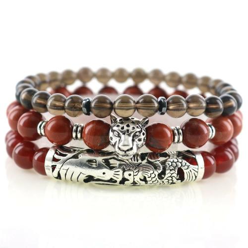 Natural Stone Collection | Mens’ RED HOT PASSION 3/pc bracelet Set can help Lift your Game! For Men Natural Stone Collection