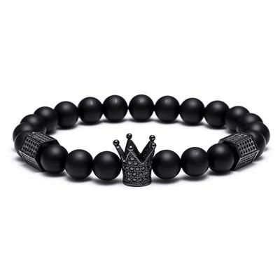 Natural Stone Collection | Mens Titanium Steel Crown & Matte Onyx Bracelet For Men Natural Stone Collection