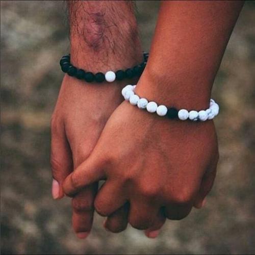 Natural Stone Collection | Natural Lava, Onyx & Howlite Stone 2 pc Couples DISTANCE BRACELETS Set For Men Natural Stone Collection