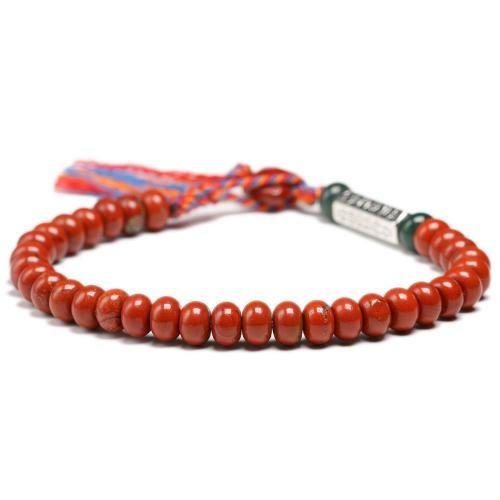 Natural Stone Collection | Tibetan Buddhist OM Mantra & Natural Red Jasper Stone ‘MOJO’ VIBRANCY Bracelet For Men Natural Stone Collection