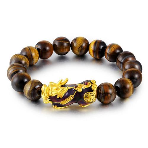 Natural Stone Collection | Tiger Eye Mens Thermochromic PI XIU WEALTH Bracelet For Men Natural Stone Collection