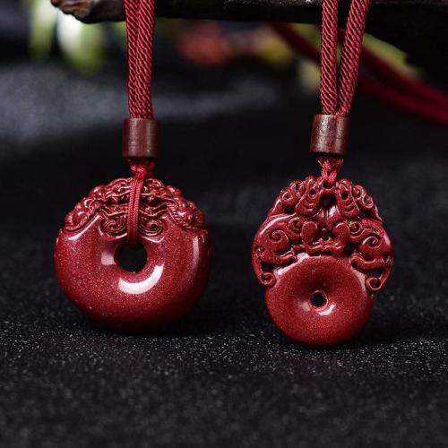 Necklaces | Hand Carved Purple Cinnabar OPULENCE attracting Double Pixiu Necklace For Men Necklaces