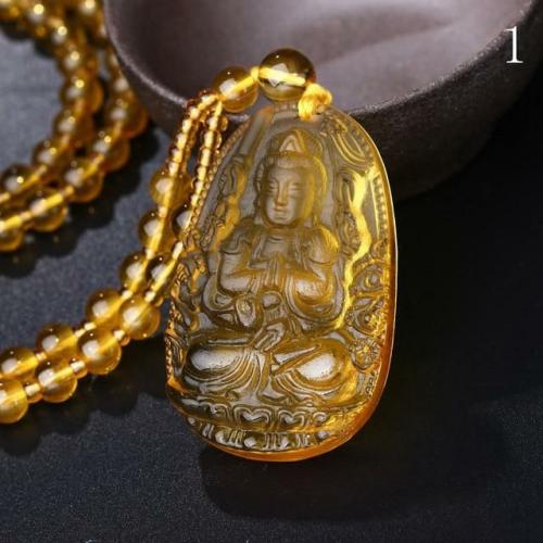 Necklaces | Natural Citrine BUDDHA Deity GUARDIAN Abundance Pendant Necklace For Men Necklaces