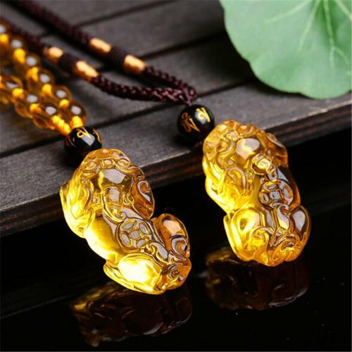 Necklaces | Natural Citrine Pixiu Necklace- Attract WEALTH & JOY into your Life. For Men Necklaces