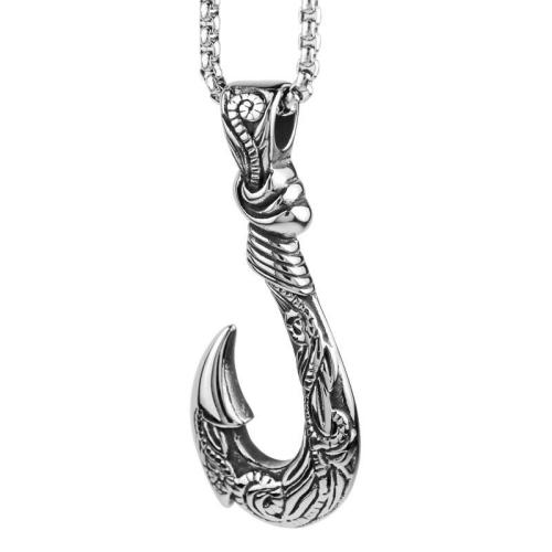 Necklaces | Stainless Steel NZ Maori Inspired Maui Fish Hook Pendant Necklace For Men Necklaces