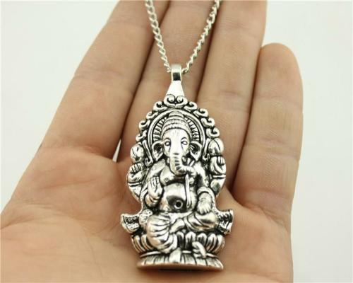 Pendant Necklaces | Attractive Silver Ganesha Pendant Necklace-6 Necklace Lengths Hindu Products Hindu Products