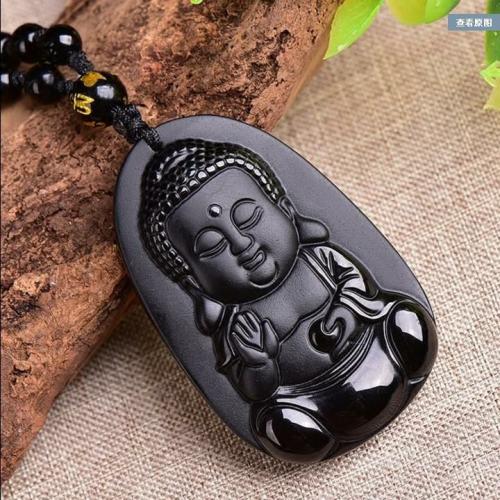 Pendant Necklaces | Cute Buddha Natural Obsidian Pendant Necklace Buddha Lovers Buddha Lovers