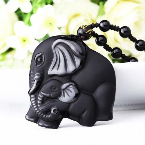 Pendant Necklaces | Handcarved Obsidian Mother Baby Elephant Pendant Necklace Pendant Necklaces Pendant Necklaces