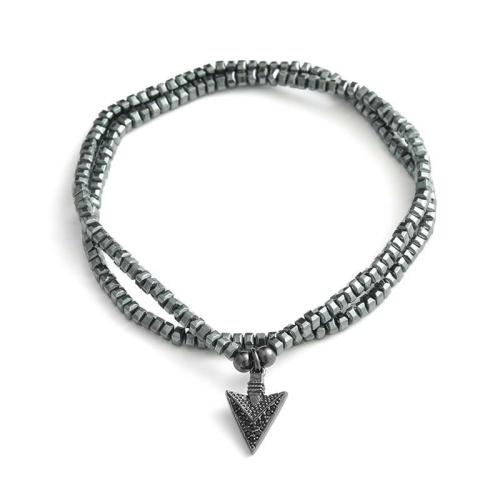 Pendant Necklaces | Men’s 2 Layer Hematite Beads with Arrowhead ALERTNESS Bracelet/ Necklace For Men Necklaces