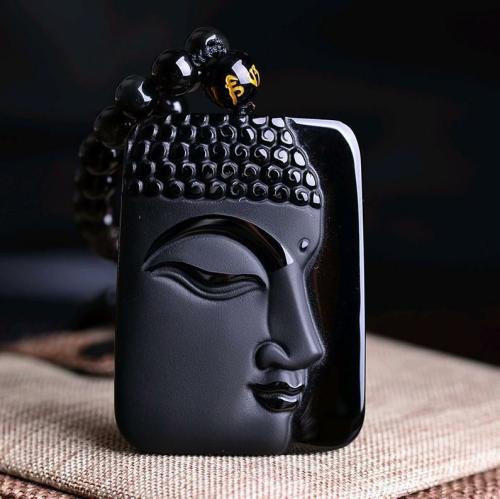 Pendant Necklaces | Modern Style HandCrafted Obsidian Buddha Head Pendant Necklace Buddha Lovers Buddha Lovers