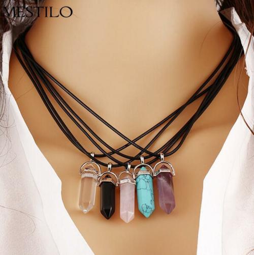 Pendant Necklaces | Natural Quartz Stone Pendant Necklace-7 Magical Color Choices Pendant Necklaces Pendant Necklaces