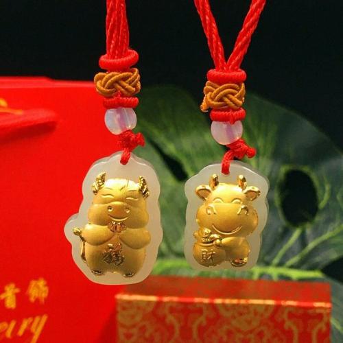 Pendant Necklaces | Nephrite Jade & Gold Leaf YEAR OF THE OX Necklace Pendant Necklaces Pendant Necklaces