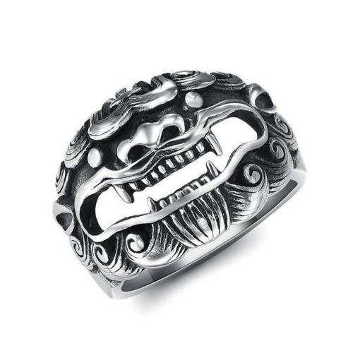 Rings | Stainless Steel Lucky Qilin Lion- GOOD OMEN Ring-US Sizes 7-13 For Men Rings