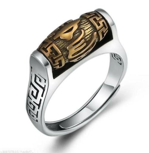 Rings | Sterling Silver Tibetan 6 SYLLABLE MANTRA Spinning Prayer Wheel Ring For Men Rings