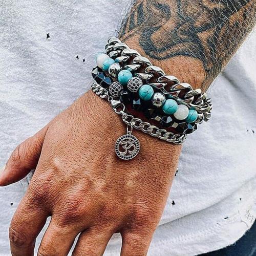 Stone & Steel Collection | Find Your Zen: 4-Piece Men’s Bracelet Set with Om Charm For Men Stone & Steel Collection