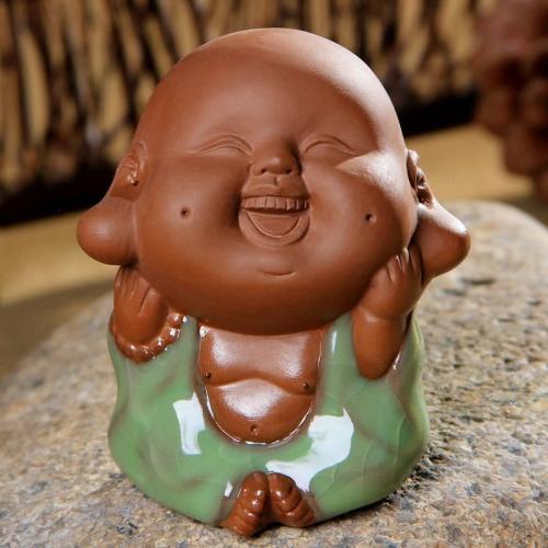 Tea Pet Passion | Seriously Happy Monk Tea Pet Figurine Buddha Lovers Buddha Lovers