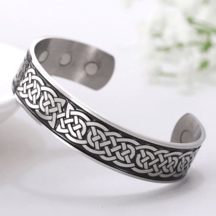 Viking Collection | Engraved Viking & Celtic Knot MAGNETIC HEALTH Stainless Steel Bracelet-3 Styles For Men Viking Collection