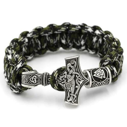 Viking Collection | Mjolnir & Rune Amulet STRENGTH-giving Paracord Bracelet For Men Viking Collection