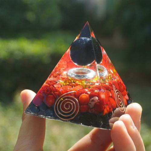 Accessories | 37-Handmade Obsidian & Red Coral Crystal Sphere ‘OPTIMISM’ ORGONITE Pyramid Accessories Accessories