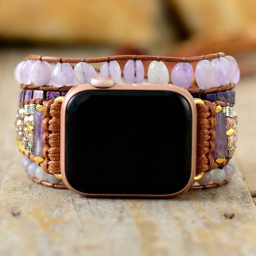 Bracelets | Natural Purpurite & Lavender Quartz 4 Layer Apple Watch Band Bracelets Bracelets