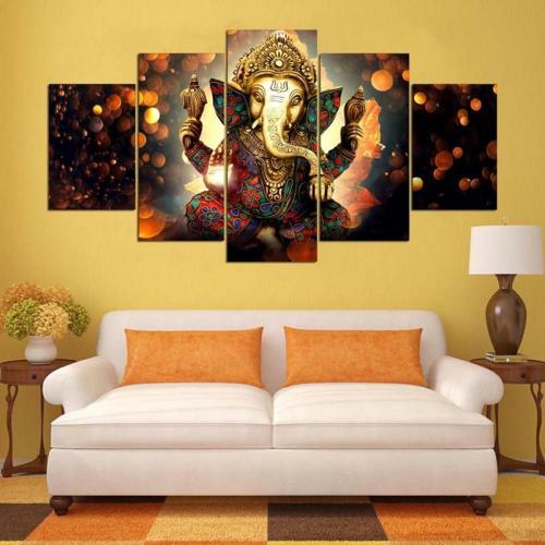 Home Decor | Hindu God Ganesha 5 Pc Canvas Painting Hindu Products Hindu Products