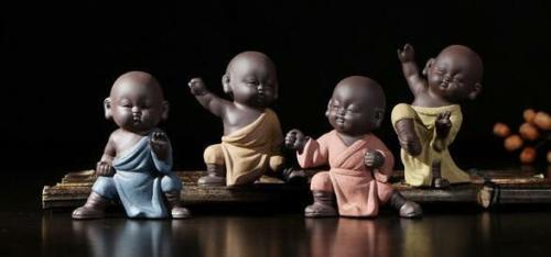 Tea Pet Passion | 4 pc/Set of Fun Kung Fu Monk Tea Pet Figurines Buddha Lovers Buddha Lovers