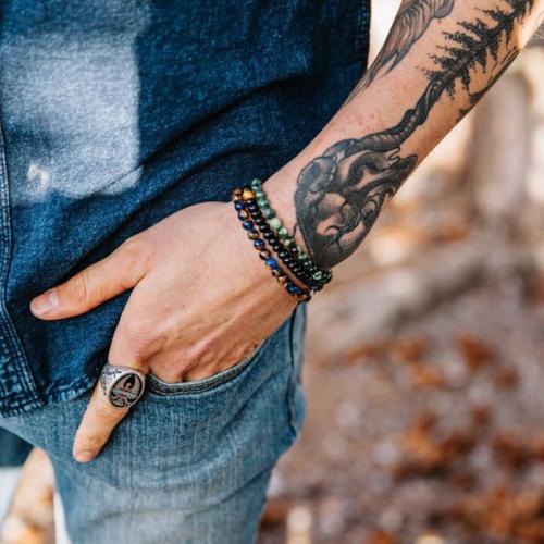 Natural Stone Collection | 3 Pc set of Natural Stone Men’s Gratitude Bracelets For Men Natural Stone Collection