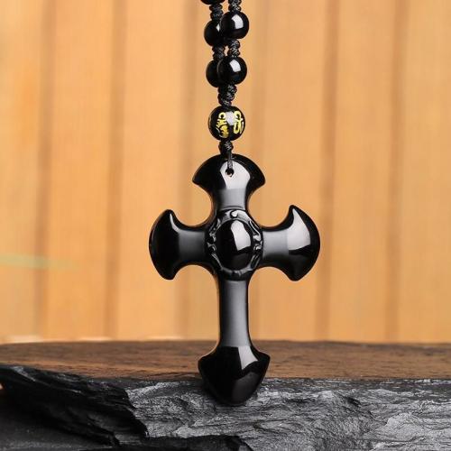 Necklaces | Obsidian Cross Pendant Necklace with Beads For Men Necklaces