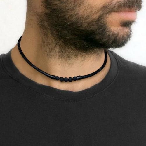 Pendant Necklaces | Men’s Braided Leather & LAVA Stone DIFFUSER Choker Necklace Aromatherapy Aromatherapy