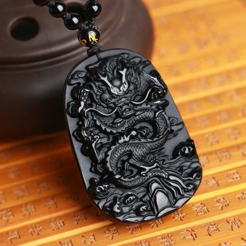 Pendant Necklaces | Natural Black Obsidian Dragon Amulet Pendant Necklace For Men Necklaces