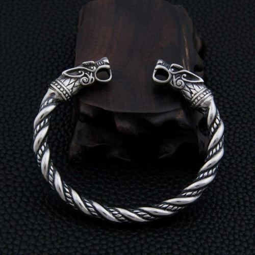 Viking Collection | Stainless Steel Double Dragon Head Men’s Torc Bracelet For Men Viking Collection